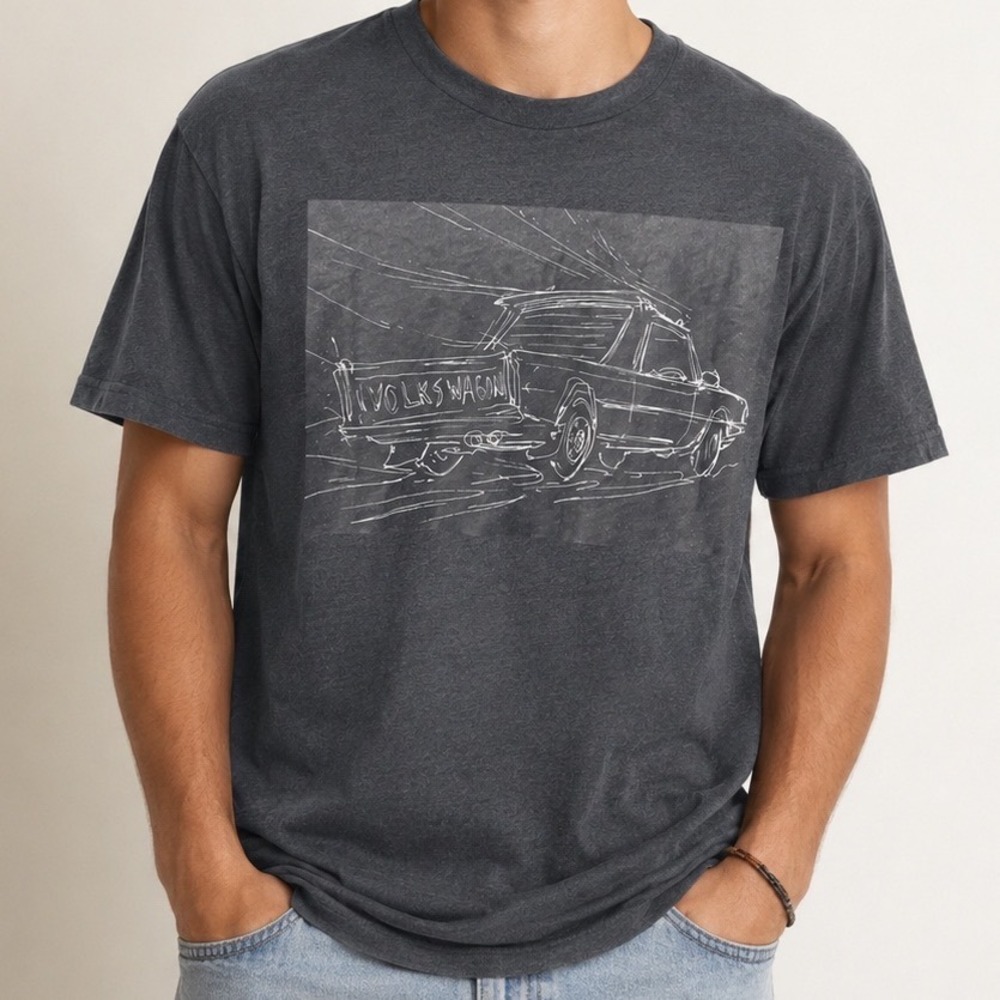 Next Level Apparel Mens Volkswagen Truck Graphic Tee Heather Charcoal Gray M